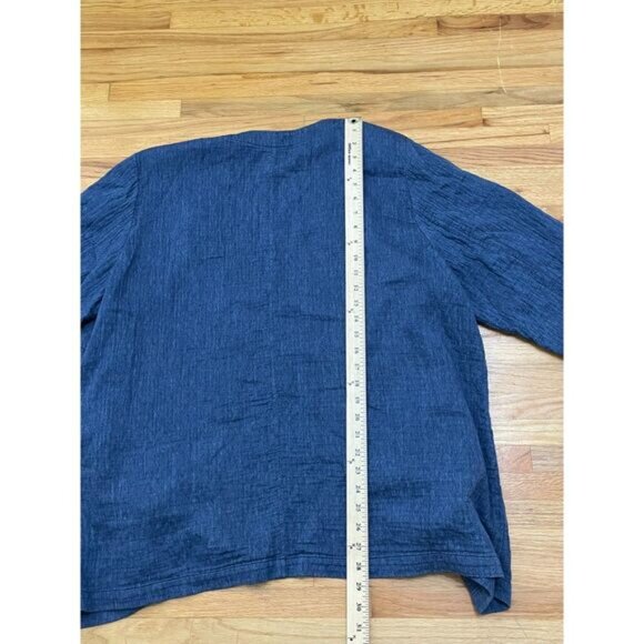 Eileen Fisher Women's 3X Blue Sweater Organic Cotton Linen Cardigan Open Front - Picture 9 of 9